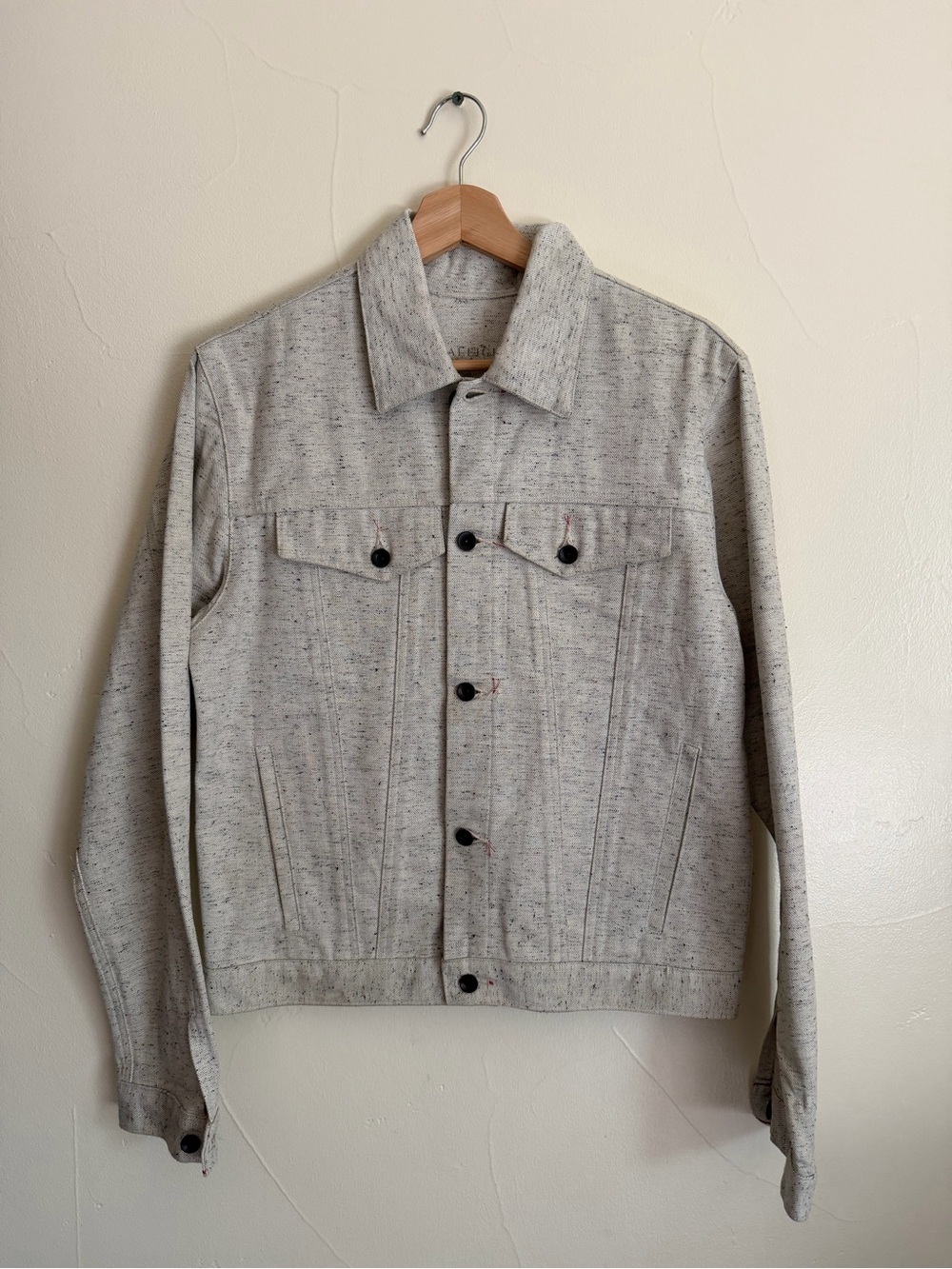 Men's Lightweight Speckled Shirt Jacket in Light Gray